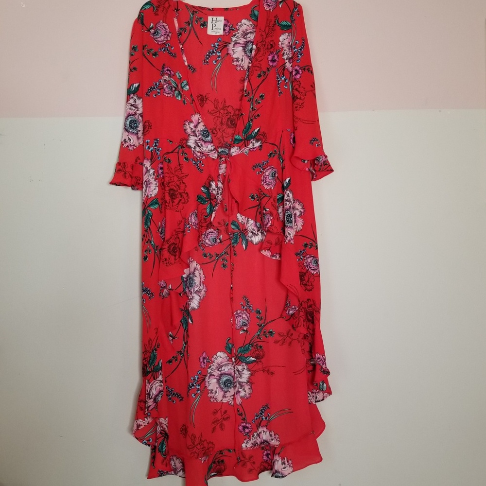 Haute Project red boho style kimono sz. M - Picture 1 of 6